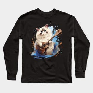 Ragdoll Cat Playing Guitar Long Sleeve T-Shirt